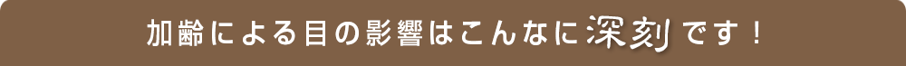 加齢による目の影響はこんなに深刻です！